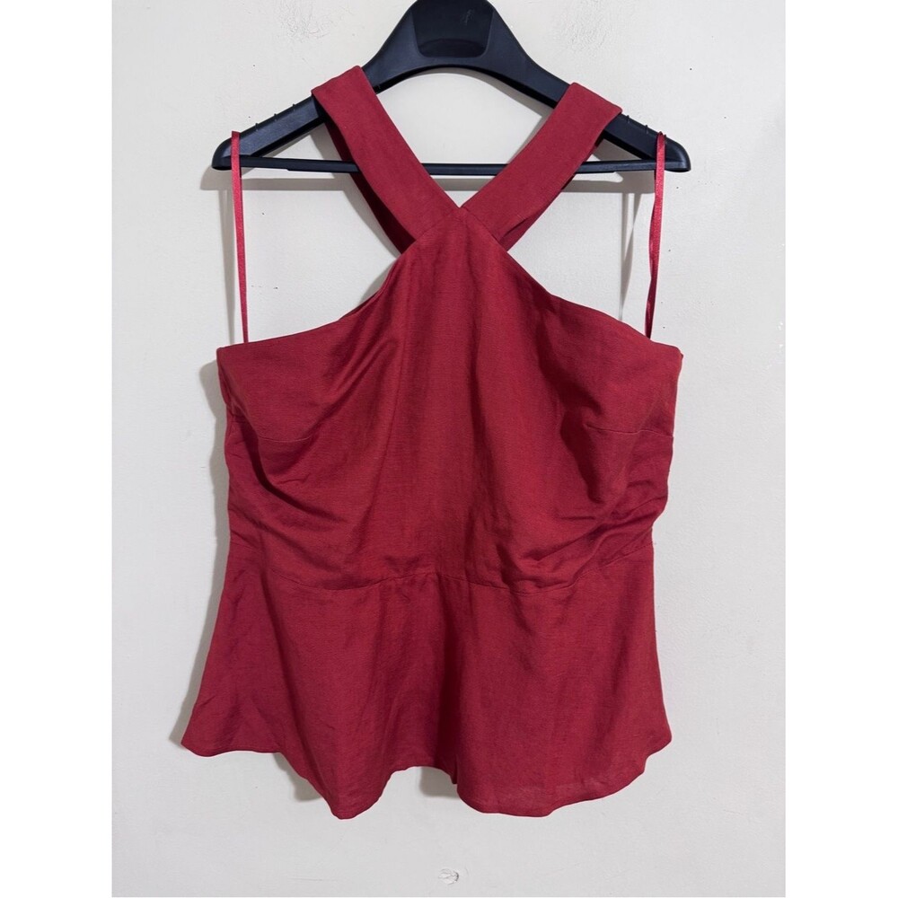 NWT Ann Taylor Women’s Rust Linen Blend Crisscross Strap Tank Top size 14 Resort